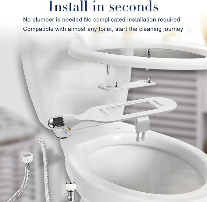 Bidet Toilet Seat Attachment Ultra Slim Bidet With Self Cleaning Dual Nozzle Adjustable Water Non Electric Bidet Fresh Water Spray for Sanitary and Feminine Wash (Sliver) - ModernBath