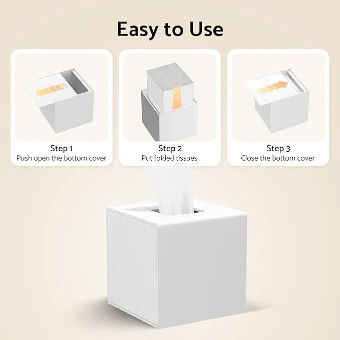 HIIMIEI Acrylic Tissue Box Cover Decorative Square Tissue Holder Napkin Dispensert for Bathroom-White - ModernBath