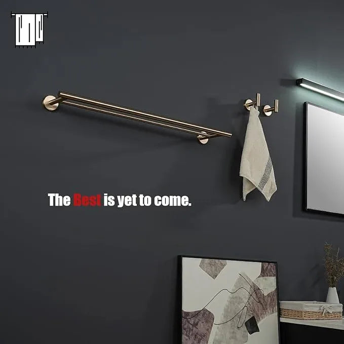 JQK Double Towel Bar Champagne Bronze, 27 Inch 304 Stainless Steel Thicken 0.8mm Towel Rack for Bathroom, Towel Holder Wall Mount, Useable Length 24 Inch, TB100L24-CB - ModernBath