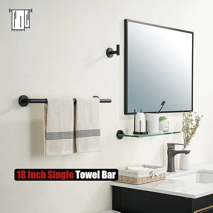 JQK Black Towel Bar, 20.5 Inch 304 Stainless Steel Thicken 0.8mm Towel Rack Bathroom, Towel Holder Matte Black Wall Mount, Useable Length 18 Inch 2 Pack, TB110L18-PB-P2 - ModernBath