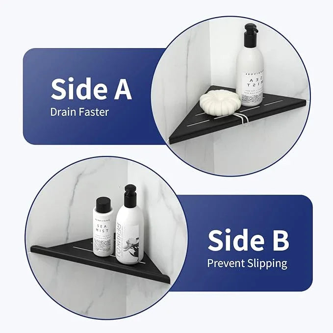 8'' Corner Shower Shelf 2PCS, 304 Stainless Steel Bathroom Shelves for Tiled Wall, Grout in Shelf Rack, No Drilling Needed (8'', Black) - ModernBath