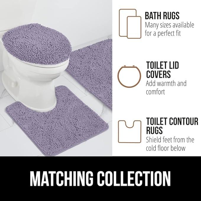 GORILLA GRIP Bathroom Rug Sets, Soft Chenille 2 Piece Area Rugs Set, Toilet Base Mat and 30x20 Carpet, Absorbent Microfiber Washable Mats Dry Quickly, Home Décor and Bath Room Accessories, Lt Purple - ModernBath