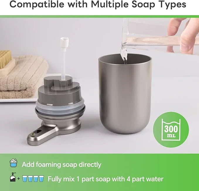 LAOPAO Automatic Foaming Soap Dispenser, Rechargeable Touchless Foam Hand Soap Dispenser for Bathroom, Soap Pump for Kitchen, Water-Resistant, Xmas Gift 10oz, Plastic - ModernBath