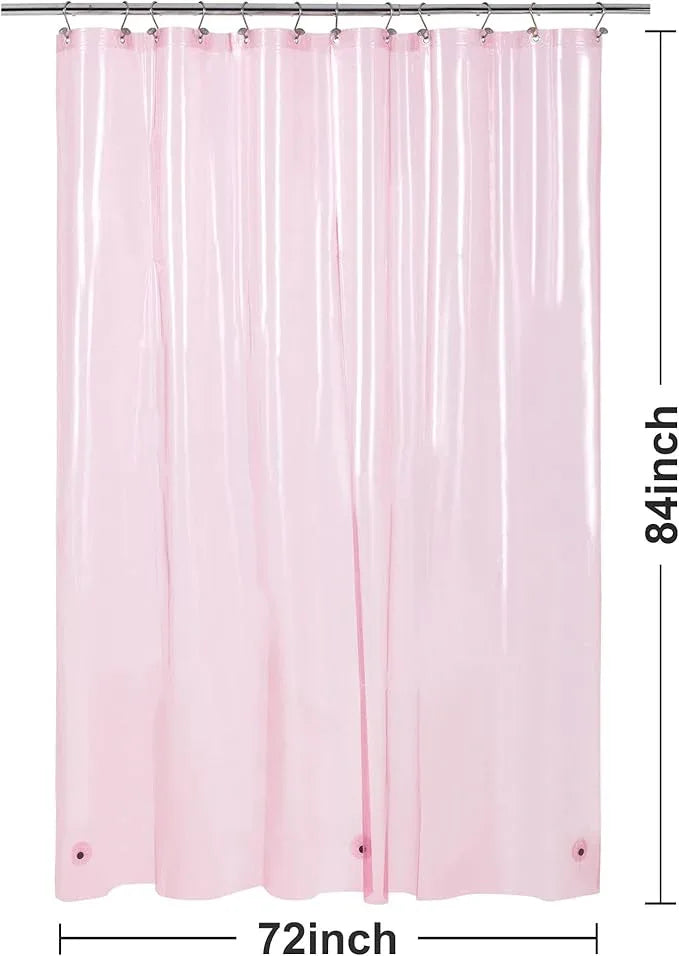 Barossa Design Extra Long Clear Pink Shower Curtain Liner with 3 Magnets - 72" x 84" XL, Waterproof PEVA Lightweight Shower Liner for Bathroom, PVC Free, Metal Grommets - Clear Pink, 72x84 - ModernBath