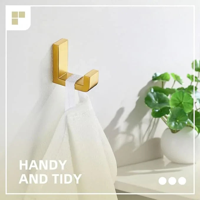 Angle Simple Towel Hook for Bathroom, SUS 304 Stainless Steel Shower Wall Coat Hook, Bath Robe Holder Hanger, Brassy Gold - ModernBath