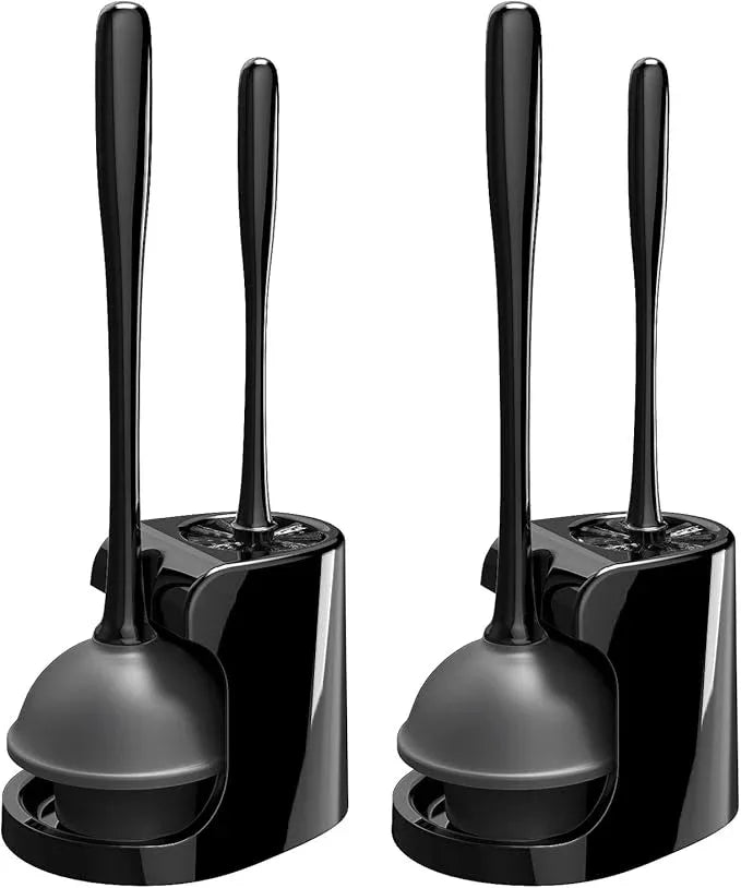 MR.SIGA Toilet Plunger and Bowl Brush Combo for Bathroom Cleaning, Black, 2 Sets - ModernBath