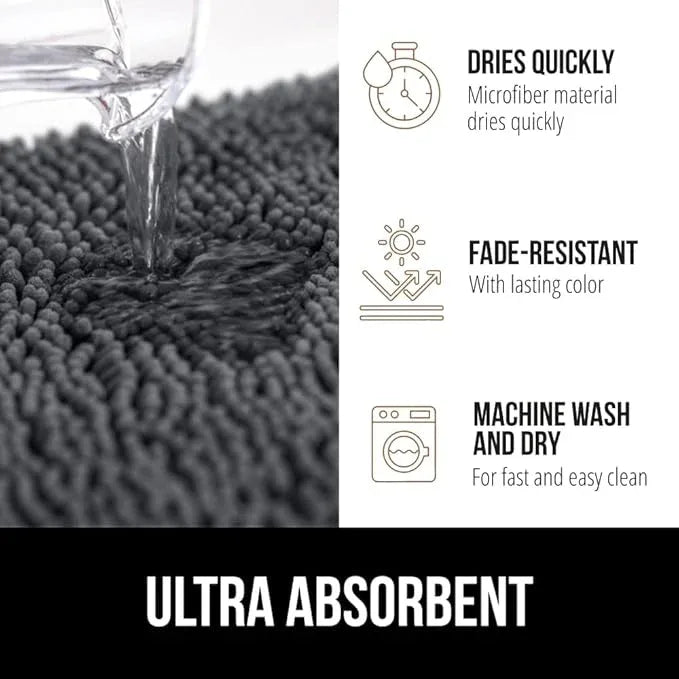 GORILLA GRIP Bathroom Rug Sets, Soft Chenille 2 Piece Area Rugs Set, Toilet Base Mat and 30x20 Carpet, Absorbent Microfiber Washable Mats Dry Quickly, Home Décor and Bath Room Accessories, Charcoal - ModernBath