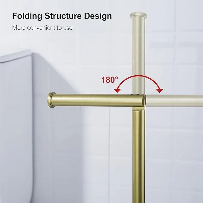 BAGNOLUX Bathroom Toilet Paper Holder Stand with Reserve, SUS304 Stainless Steel Rustproof Pedestal Tissue Roll Holder Heavy Duty, Brushed Light Yellow Gold - ModernBath