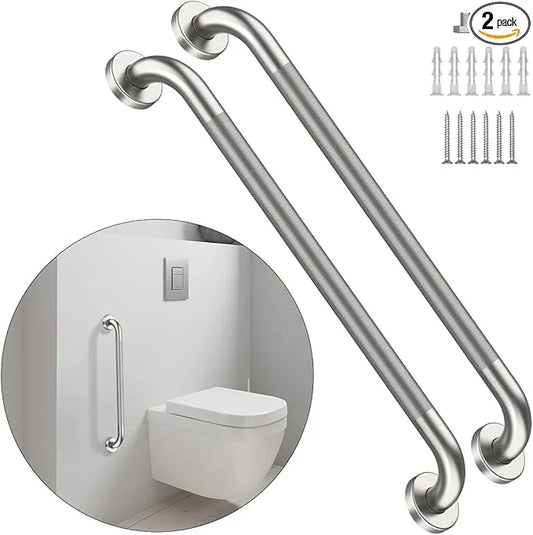 32 Inch Anti Slip Shower Grab Bar, Munzong 2 Pack Stainless Steel Bathroom Grab Bar, Brushed Nickel Knurled Bathroom Balance Bar,Safety Hand Rail Support Handicap Elderly Senior Assist Bath Handle - ModernBath