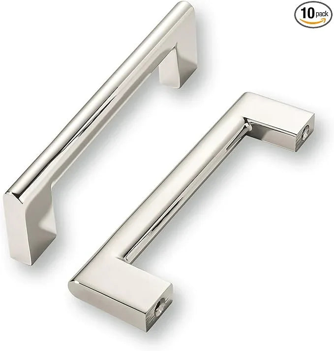 khtumeware 3-3/4 Inch Hole Center 10 Pack Polished Nickel Cabinet Pulls Heavy Duty Solid Kitchen Drawer Handle, Hardware for Bathroom, Drawer, Cabinet, Door Cabinet - ModernBath
