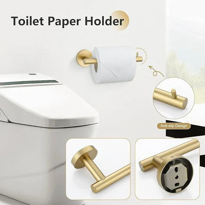 10-Piece Brushed Gold Towel Bar Set Bathroom Hardware Set Include 23.6in Towel Bar Toilet Paper Holder Towel Ring Upgraded Towel Hooks Towel Holder Set for Bathroom Stainless Steel Wall-Mounted - ModernBath