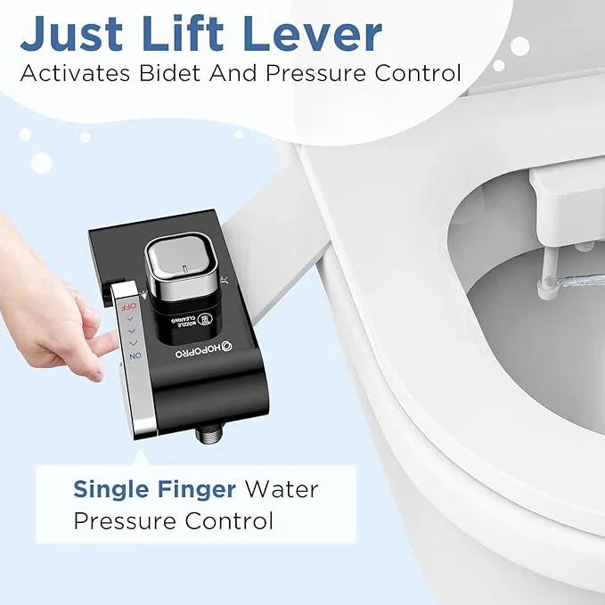 HOPOPRO Bidet with Single Finger Water Pressure Control, Self Cleaning Hygienic Dual Nozzle (Feminine/Rear Wash), Non-Electric Bidet Attachment for Toilet Seat, Easy DIY Install <5 Min -Black - ModernBath