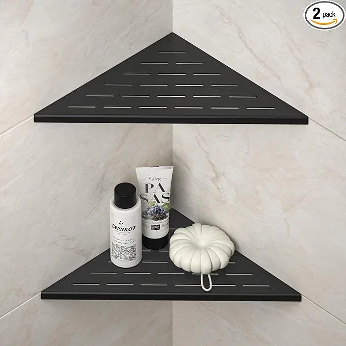 Corner Shower Shelf, 12" Matte Black 304 Stainless Steel Slot Design Recessed Corner Shelves 2 Pack Bathroom Grout in Shelf for Tiled Wall, Large Size - ModernBath