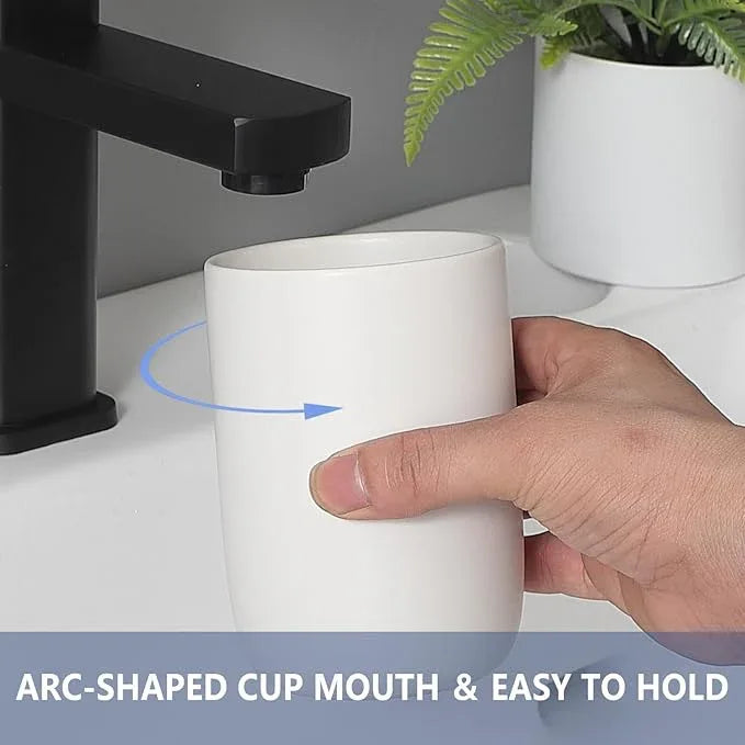 BSDISP Toothbrush Holders for Bathrooms - 1 Cups Ceramic Toothbrush Toothpaste Holders, White Bathroom Tumbler Cups Reusable Toothbrush Mouthwash Cup, Bathroom Counter Organizer. - ModernBath