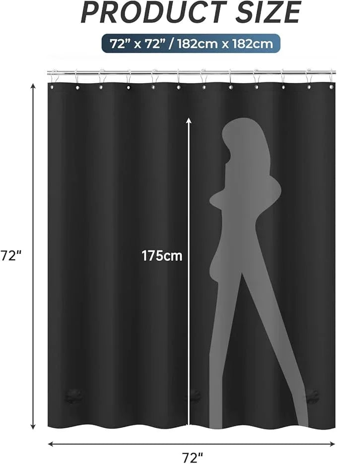 AmazerBath Plastic Shower Curtain Liner, 72 x Inches EVA 8G Heavy Duty Black Waterproof Weighted Thick Bathroom with 3 Clear Weights and 12 Rustproof Grommet Holes - ModernBath