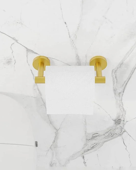 Ruacq Toilet Paper Holder Brushed Gold Double Post Pivoting Round Tissue Holders Roll Holder Hangers Toilet Paper Holders SUS 304 Stainless Steel Modern Wall Mounted - ModernBath