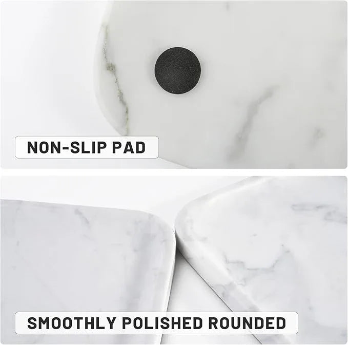 Statuario Marble Vanity Tray - Decorative Organizer for Bathroom Countertop, Dresser, Kitchen Sink - ModernBath