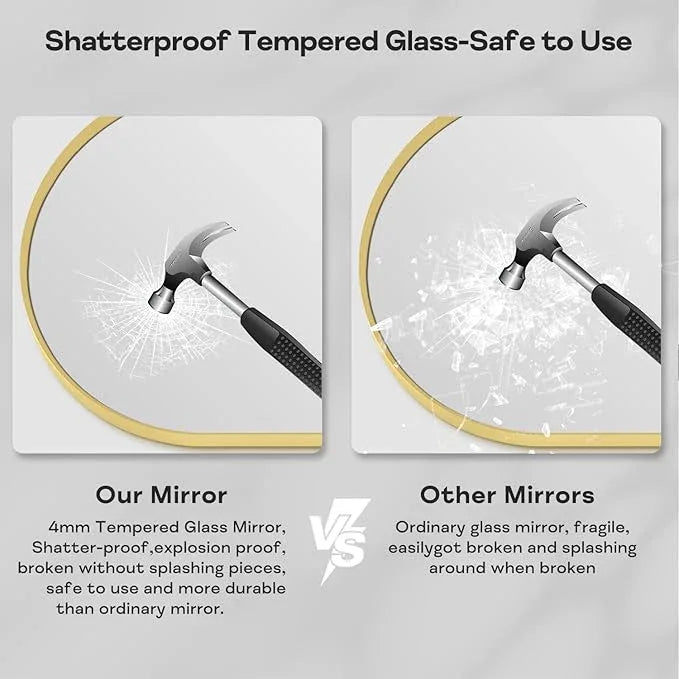 Minuover 24" x 32" Gold Arched Mirror, Arch Wall Mirror, Metal Frame Black Bathroom Mirror, Arched Top Bathroom Vanity Mirror for Living Room, Bedroom, Entryway, Tempered Glass, Shatter Proof - ModernBath