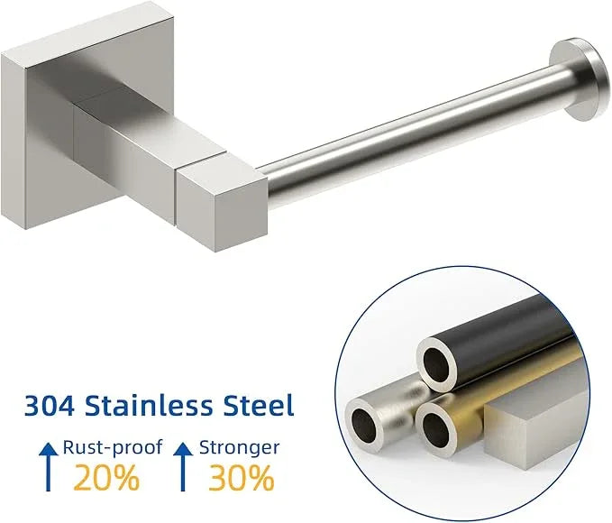 RUACQ Toilet Paper Holder Wall Mount,Square Base Tissue Roll Holder for Bathroom,Toilet Roll Holder Stainless Steel(Brushed Nickel) - ModernBath