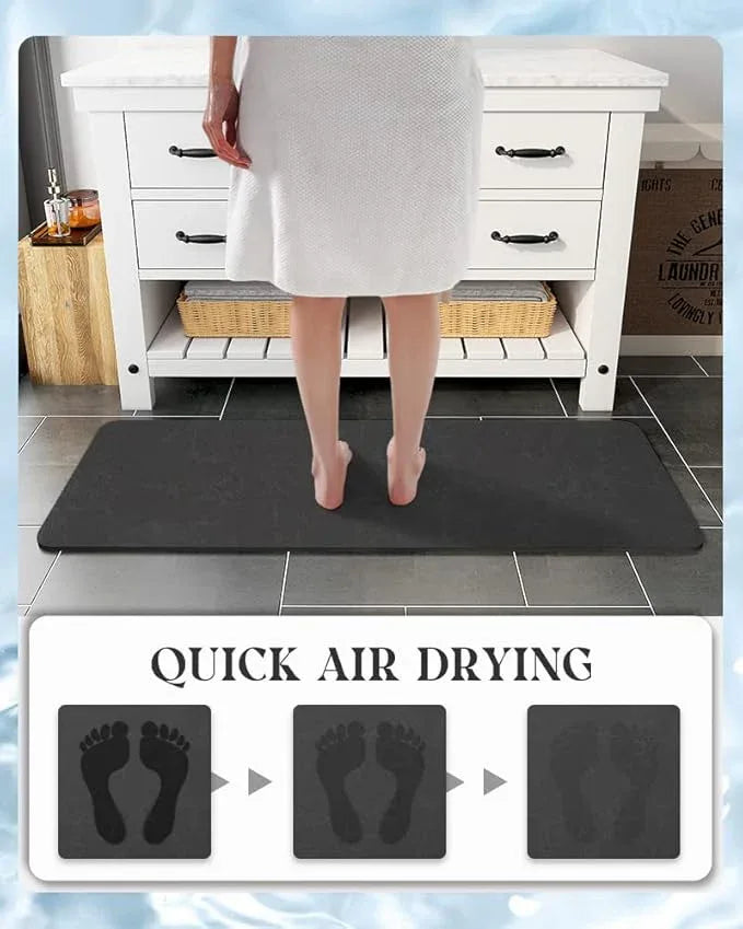 MontVoo -Bath Mat Rug-Rubber Backing Non Slip Quick Dry Absorbent Thin Bathroom Rugs Fit Under Door-Faux Suede Surface Bathroom Floor Mats-Shower Rug for in Front of Bathtub Shower Dark Grey 24"x48" - ModernBath