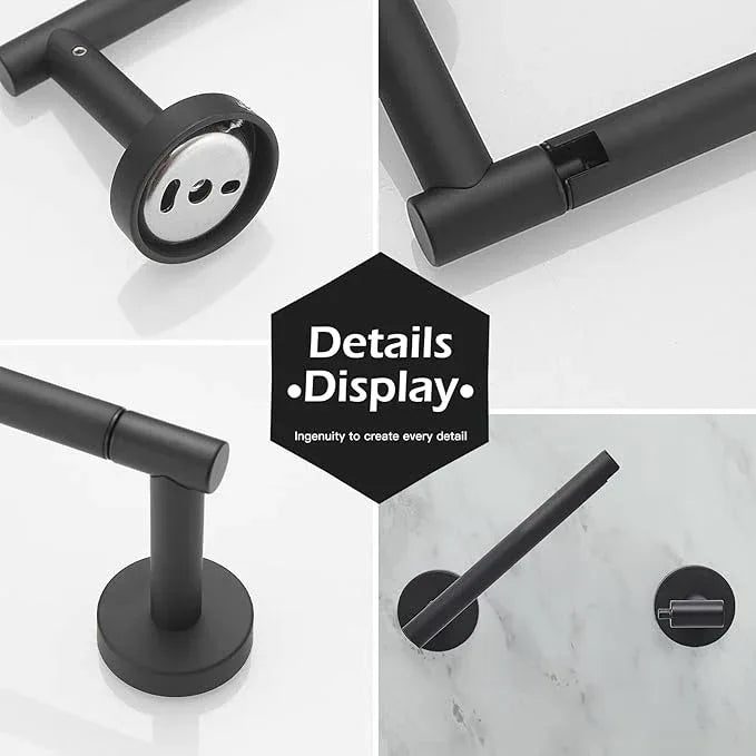 BWE Black Toilet Paper Holder Wall Mounted Double Post Pivoting Toilet Tissue Holders SUS 304 Stainless Steel Toilet Roll Holder for Bathroom Kitchen and RV Washroom - ModernBath