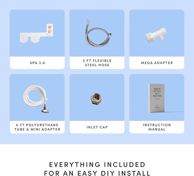 TUSHY Spa Warm Water Bidet Attachment for Toilet. Universal Fit, Easy Install (Requires Sink Access for Optional Temperature Control) Self Cleaning, Adjustable Pressure, Angle Control, Platinum Knob - ModernBath
