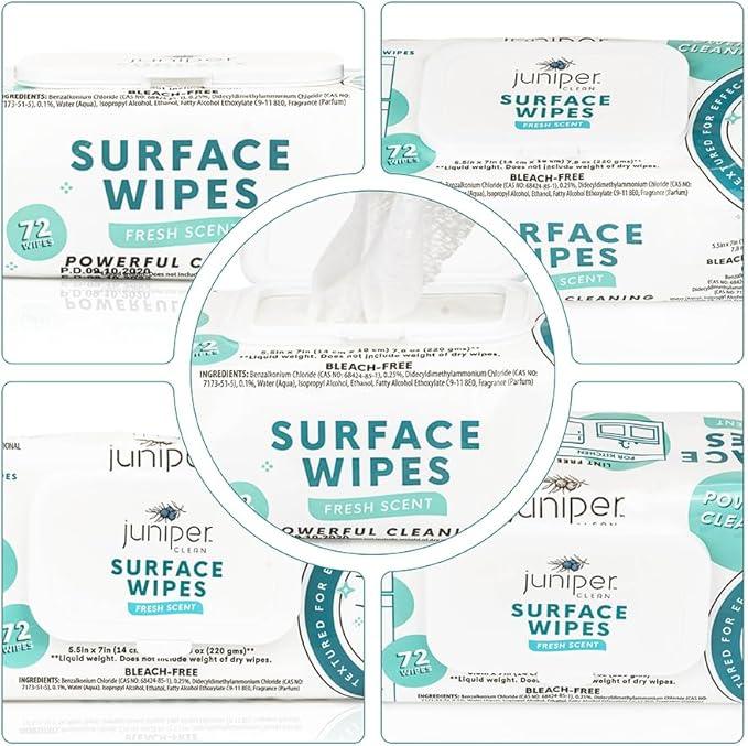Juniper CLEAN 3 Pack Surface Cleaning Wipes Bleach Free, All-Purpose Cleaner for Bathroom, Kitchen, Office, 72 Count Soft Flow, Fresh Scent, Lint Free & Durable - ModernBath