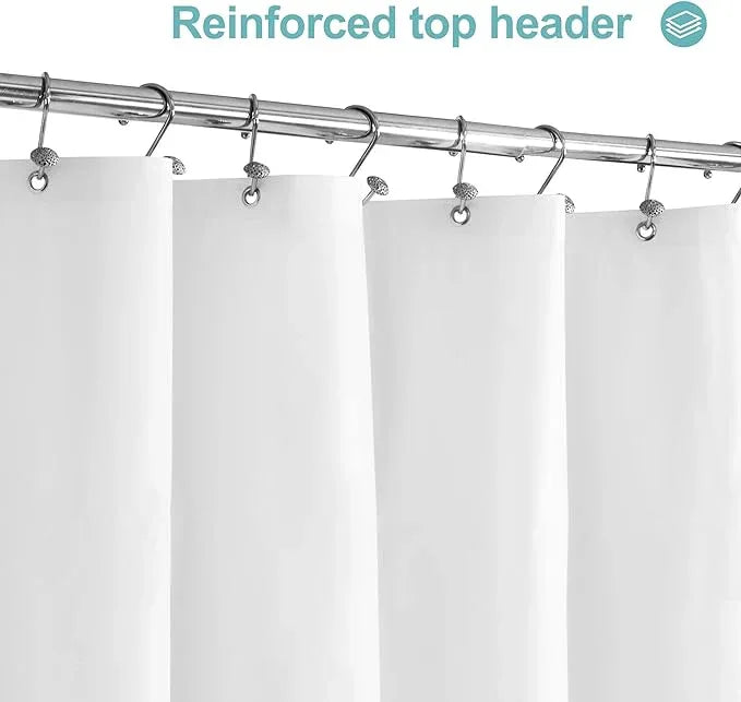 Mrs Awesome White Shower Curtain Liner with 3 Magnets, 72x72 Premium Flexible Sturdy Plastic Shower Curtain for Bathroom Lightweight & Waterproof, White - ModernBath