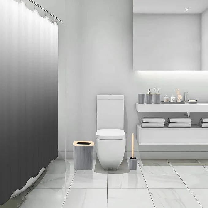 XLHOMO Bathroom Accessory Set–Bathroom Set with Shower Curtain and Rugs, No Slip Bathroom Rugs Super Absorbent, Grey Ombre Waterproof Shower Curtain with Hooks, Gray Bathroom Sets Complete for Home - ModernBath