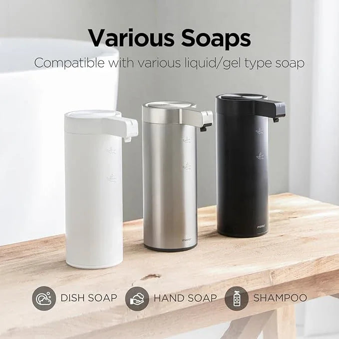 Automatic Liquid Soap Dispenser Stainless Steel Touchless Hand Soap Dispenser with Waterproof IPX5 Motion Sensor Dish Soap Dispenser for Kitchen Bathroom (Rechargeable (Black)) - ModernBath