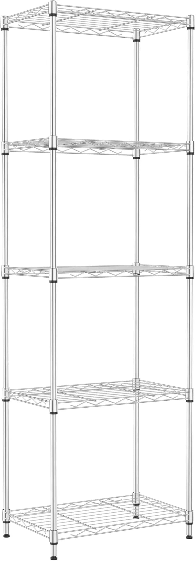 IZEUK 5 Tier Metal Wire Shelf Unit, Chrome Storage Rack Organizer for Kitchen, Bedroom, Living Room or Laundry Room, 17.7" W x 11.8" D x 55.0" H - ModernBath
