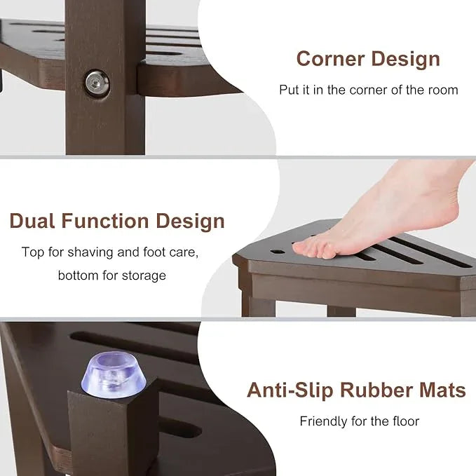 Boulphia Shower Foot Rest 14in, Acacia Wood Shower Stool for Shaving Legs (Walnut) - ModernBath
