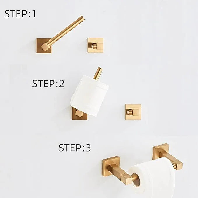 Brushed Gold Toilet Paper Holder Wall Mount, Bathroom Toilet Paper Holder for SUS 304 Stainless Steel, Double Post Pivoting Square Toilet Paper Roll Holder for Bathroom RV Paper Towels for TP - ModernBath