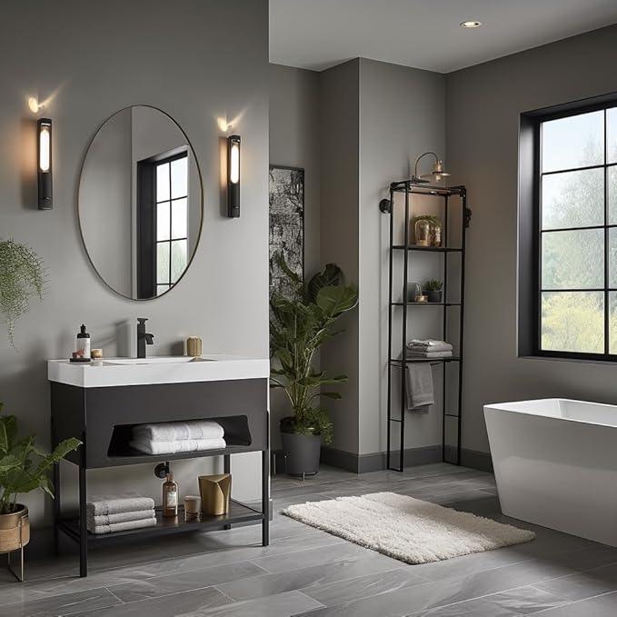 ANDY STAR Brushed Bronze Oval Mirrors for Bathroom, 20x28 Inch Bronze Stainless Steel Metal Framed Oval Wall Mirror, Modern Vanity Mirror Wall Mount Horizontal or Vertical - ModernBath