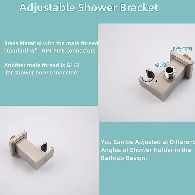 Brushed Nickel Shower Head Handheld HONGTONGSOWER Stainless Steel Bathroom showerhead Wand Hand-Held Sprayer with Extra Long Stainless Steel Hose - ModernBath