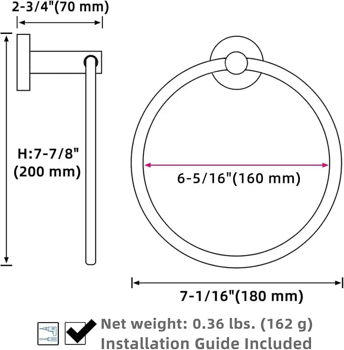 APLusee Towel Ring for Bathroom Wall, Brushed Gold Hand Towel Ring Holder, Heavy Duty SUS 304 Stainless Steel Modern Bathroom Accessories - ModernBath