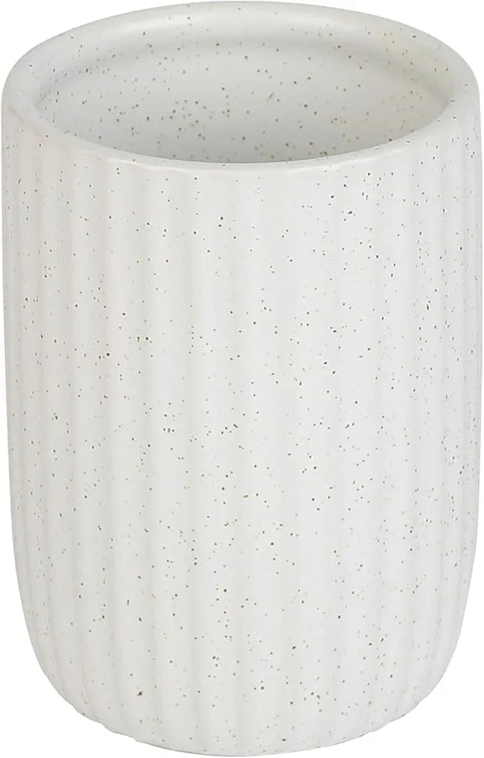 VivaBelle 8 oz Toothbrush Holders for Bathroom, Ceramic Tooth Brushing Dispenser, Small Tooth Brush Organizer for Countertop, Toothpaste Storage Stand, Tumbler Storage Cup for Makeup Brushes -White - ModernBath