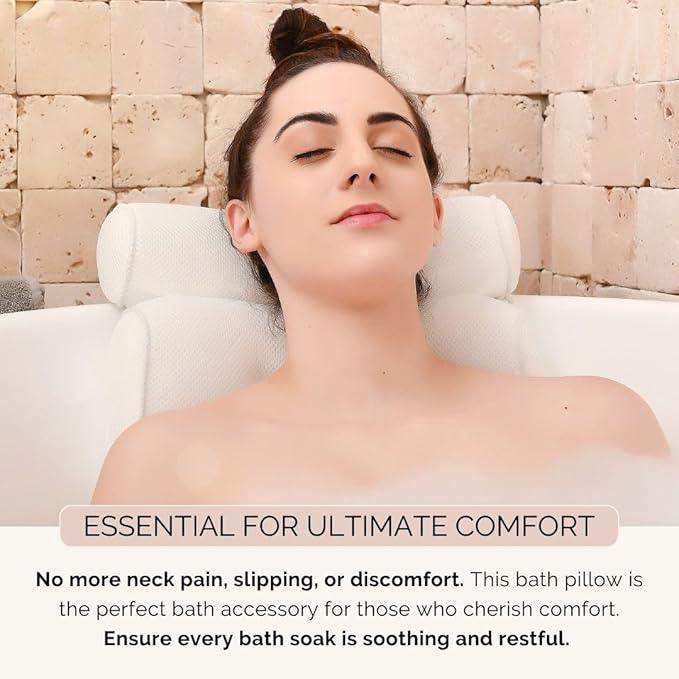 Bath Pillow and Bathtub Tray Set for Tub | Luxurious, Relaxing Home Spa Accessories with Bath Tub Pillows for Head and Neck, Foldable Bath Tray Caddy Organizer | Relaxation Gifts for Women Self Care - ModernBath