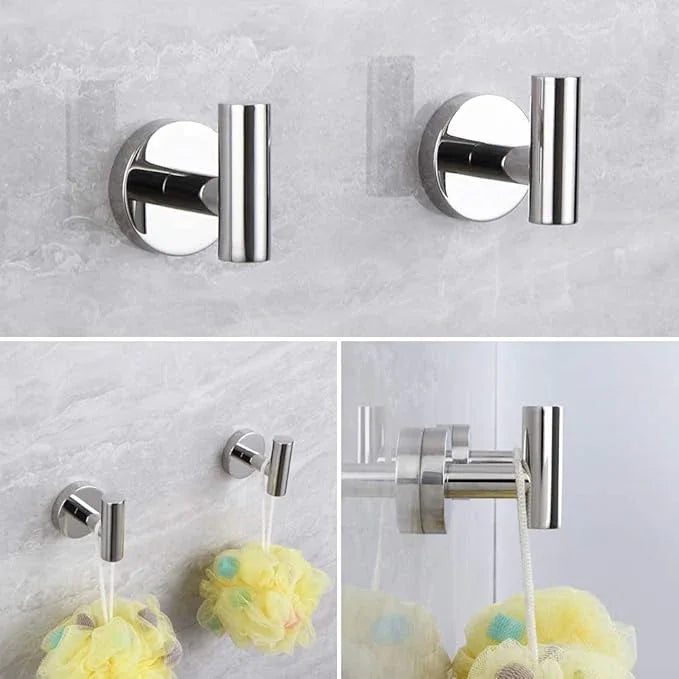 5-Pieces Set Bathroom Hardware Set Polished Stainless Steel Wall Mounted - Includes 24" Double Towel Bar, 12" Hand Towel Bar, Toilet Paper Holder, 2X Robe Towel Hooks, Bathroom Accessories Kit - ModernBath
