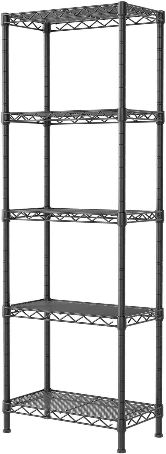 SINGAYE Metal Shelves Wire Shelving：Storage Rack Standing Units Shelf for Kitchen Laundry Bathroom Closet Organizers Pantry Narrow Mesh Adjustable 10" D x 16" W x 55" H Black | Shelf, Adjustable, Rack, for Kitchen, for Closet, for Laundry - ModernBath