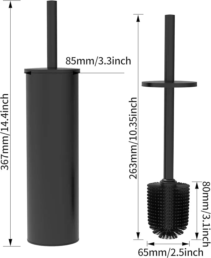 WZKALY Toilet Brush and Holder Set, Stainless Steel Toilet Bowl Brush with Lid, Rust Proof Toilet Cleaner Brush with Caddy, Durable Bristles, Splash Proof, Ideal for Bathroom（1 Pack, Matte Black） - ModernBath