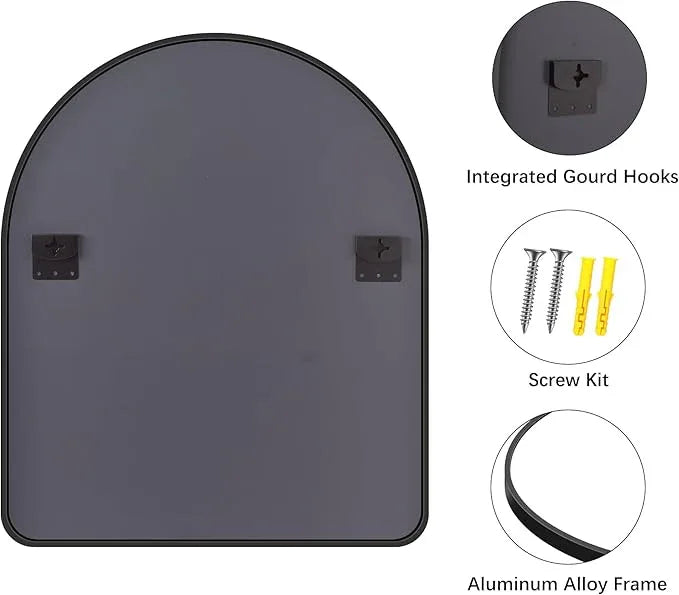 FORBATH Arched Wall Mirror 40"x48", Large Arch Bathroom Mirror Black Aluminum Wide Frame for Decor Dresser Mirror for Bedroom Living Room Entryway, Hanging or Leaning Against Wall - ModernBath