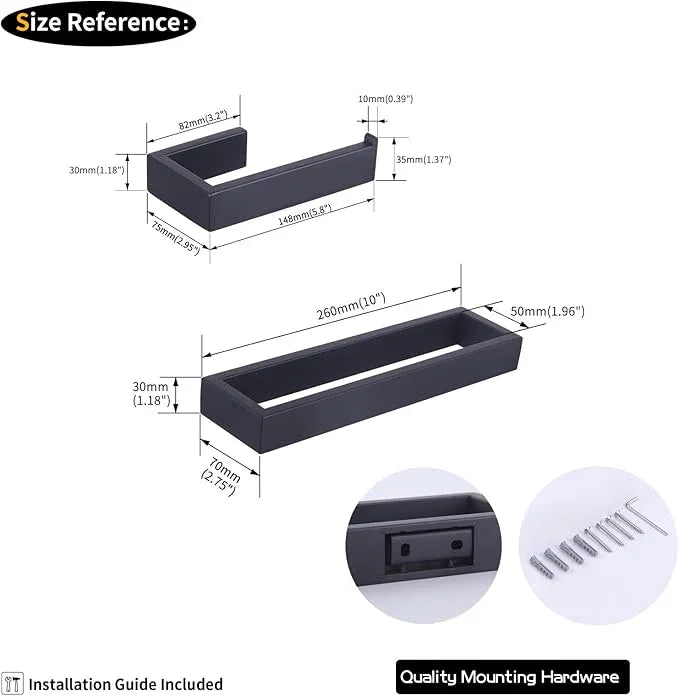 GERZWY Bathroom Accessory 2-Piece Set SUS 304 Stainless Steel Toilet Paper Holder Towel Ring Wall Mount, Matte Black HG1708-2BK - ModernBath
