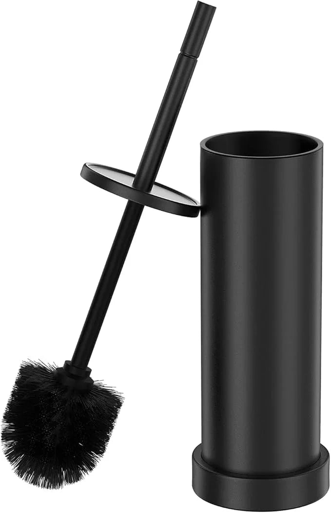 Black Toilet Brush and Holder Set, 304 Stainless Steel Heavy Duty Toilet Bowl Brush and Holder with Long Handle, Removable Inner Bowl and Splash Protection Modern Toilet Cleaner Brush for Bathroom - ModernBath