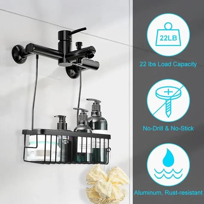 Kalekey Shower Hanging Caddy, No Drill Shower Shelf, Heavy Duty Aluminum Organizer Basket, Bathroom Storage for Shampoo, Soap & Toiletries, Black - ModernBath