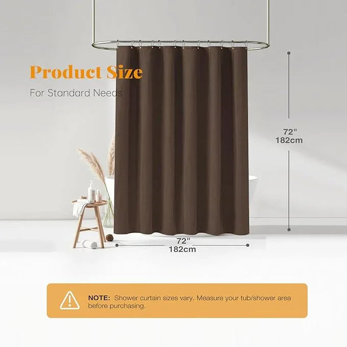 BTTN Brown Shower Curtain - Linen Textured Heavy Duty Waterproof Cloth Shower Curtain Set with 12 Plastic Hooks, Hotel Spa Luxury Simple Decorative Thick Fabric Shower Curtains for Bathroom - 72x72 - ModernBath