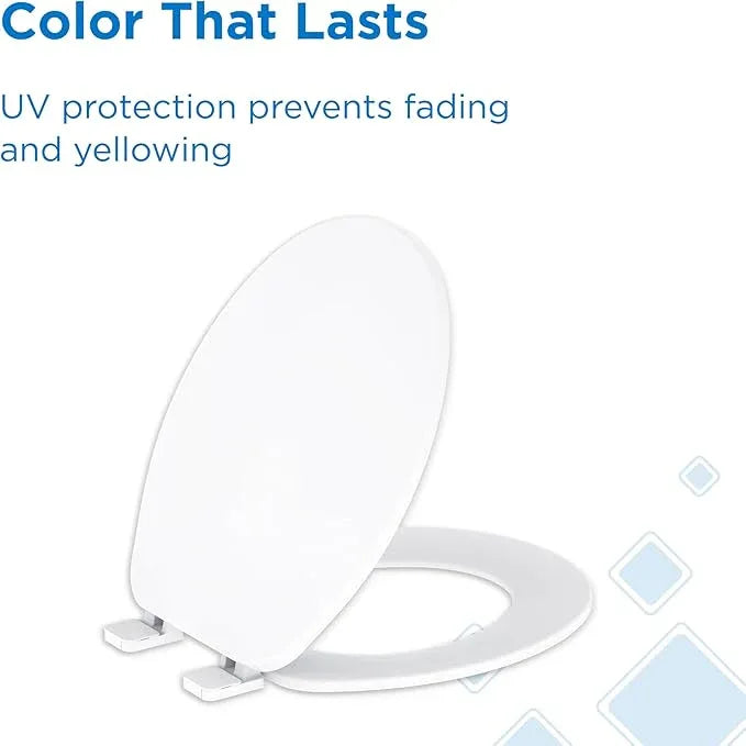 Gerber Round Front Toilet Seat with Cover, Standard Close, Quick & Easy Install, Heavy-Duty Plastic, Durable & Fade-Resistant, White GC55012043 - ModernBath