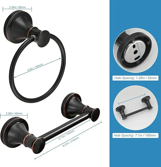 RUMOSE Toilet Paper Holder and Hand Towel Ring Oil Rubbed Bronze Wall Mount Bathroom Hardware Accessories 2 PCS Set Flexible Pivoting Toilet Tissue Roll Holder and Towel Hanger, Stainless Steel - ModernBath