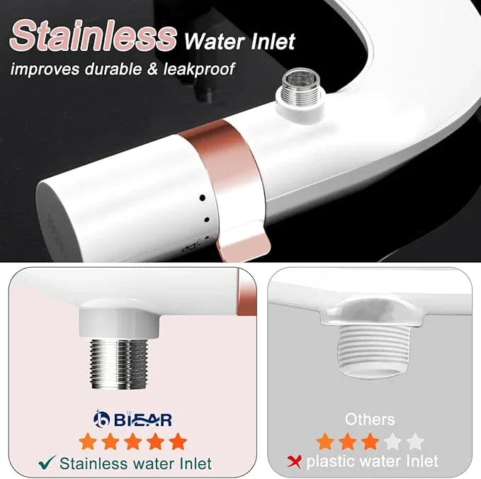 Bidet Attachment For Toilet, Ultra-Slim Dual Nozzle Bidet Toilet Seat, Non-Electric Bidets for Toilets, Adjustable Water Pressure, Feminine/Rear Wash for Women Men (Rose Gold) - ModernBath