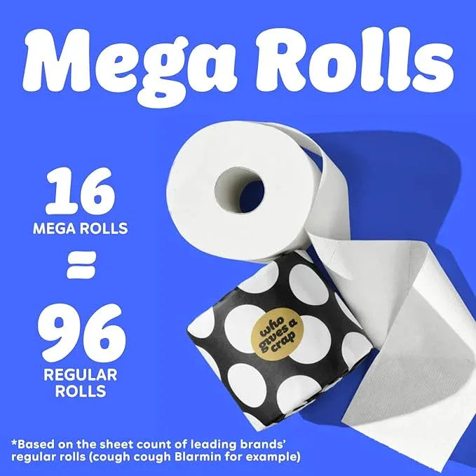 Who Gives A Crap 100% Bamboo Toilet Paper, 16 Rolls, 3 Ply, 330 Sheets, Long, Strong & Soft Toilet Tissue, Sustainable, Biodegradable, Renewable, Tree Free Bathroom Tissue Made with Bamboo Fibers - ModernBath